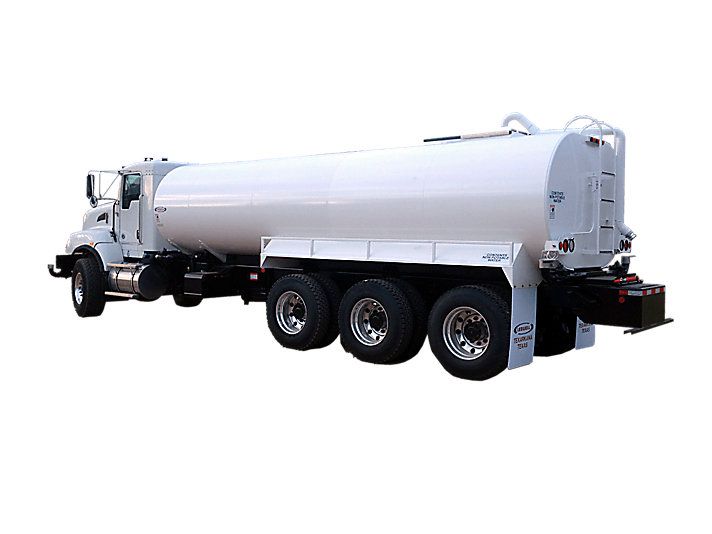 4,000 gallon water truck on white background