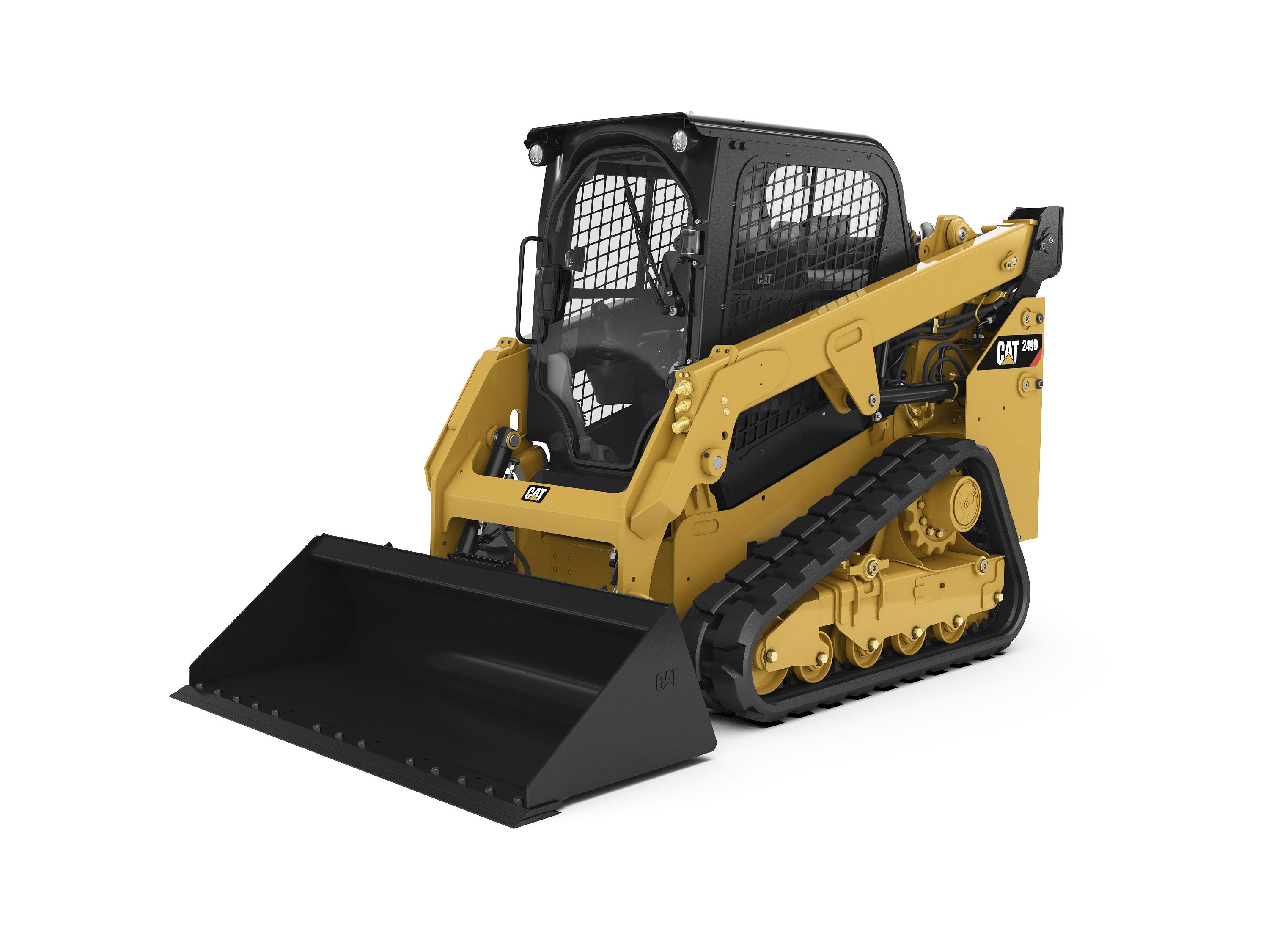 CAT compact track loader on white background