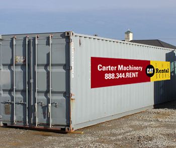 large CAT rental container for jobsite storage