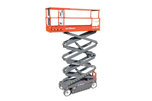 Skyjack scissor lift on white background