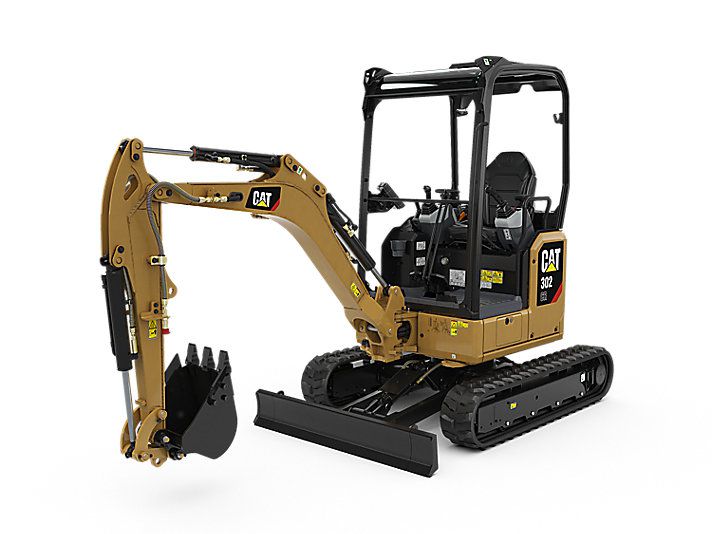 CAT 302 mini excavator on white background