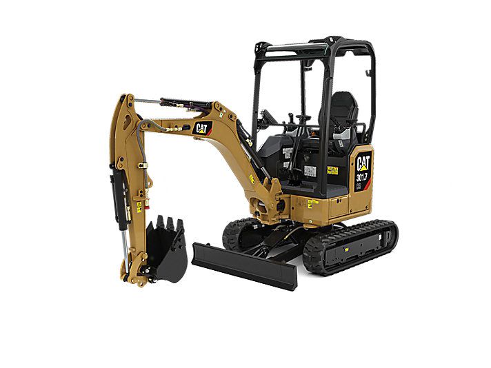 CAT 301.7 mini excavator on white background