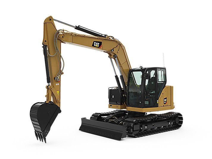 CAT 310 mini excavator on white background