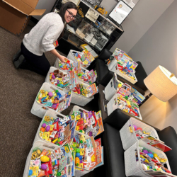 Carter Machinery Staff Member Filling Easter Baskets
