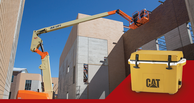 Boom lift and a Cat cooler on a graphic