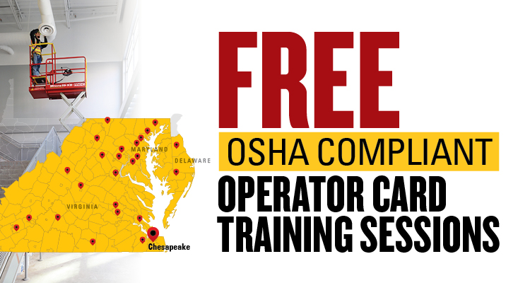 Free OSHA Compliant operator card training sessions in Chesapeake