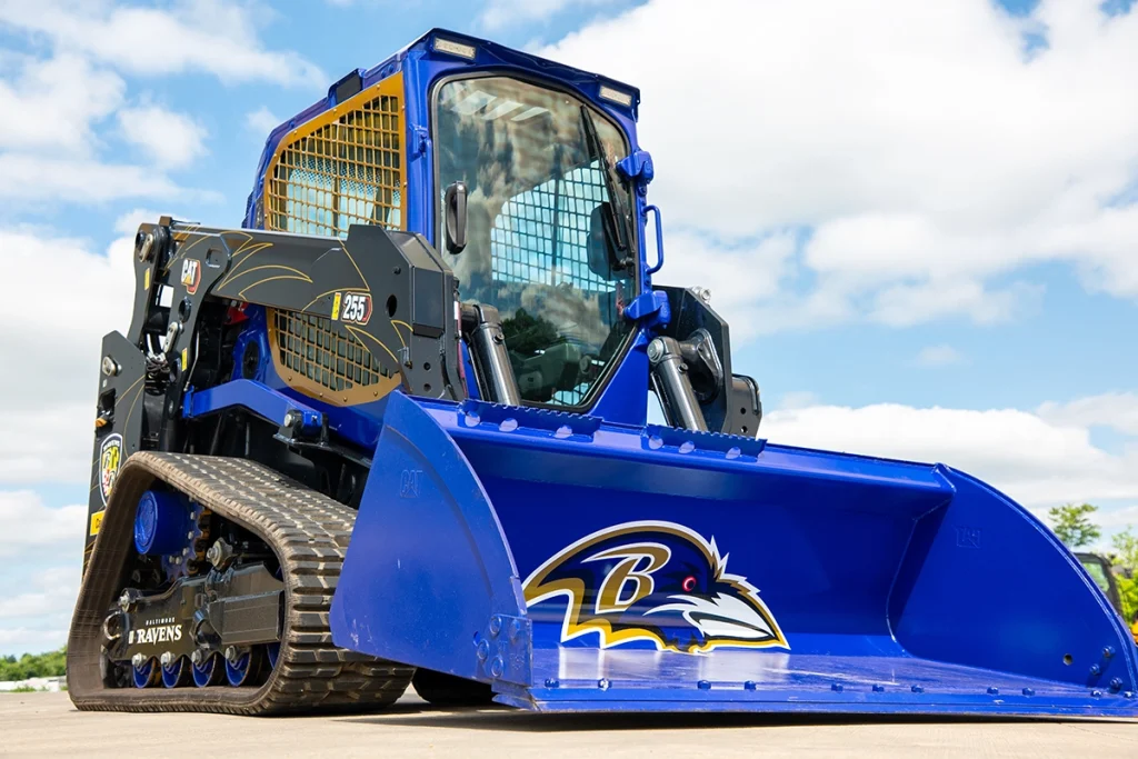The custom Baltimore Ravens Cat 255. Purple and gold, ready to work.