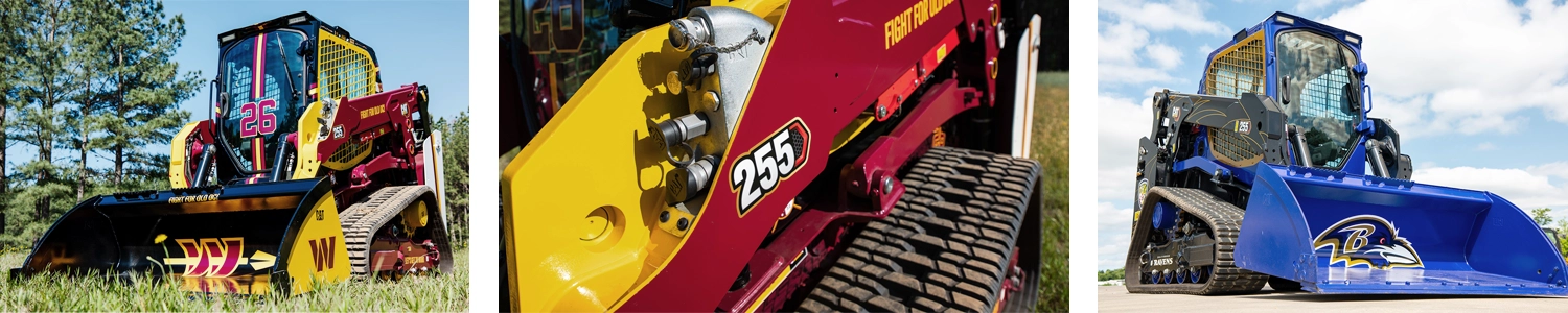 Washington Commanders and Baltimor Ravens Custom Cat 255s from Carter Machinery